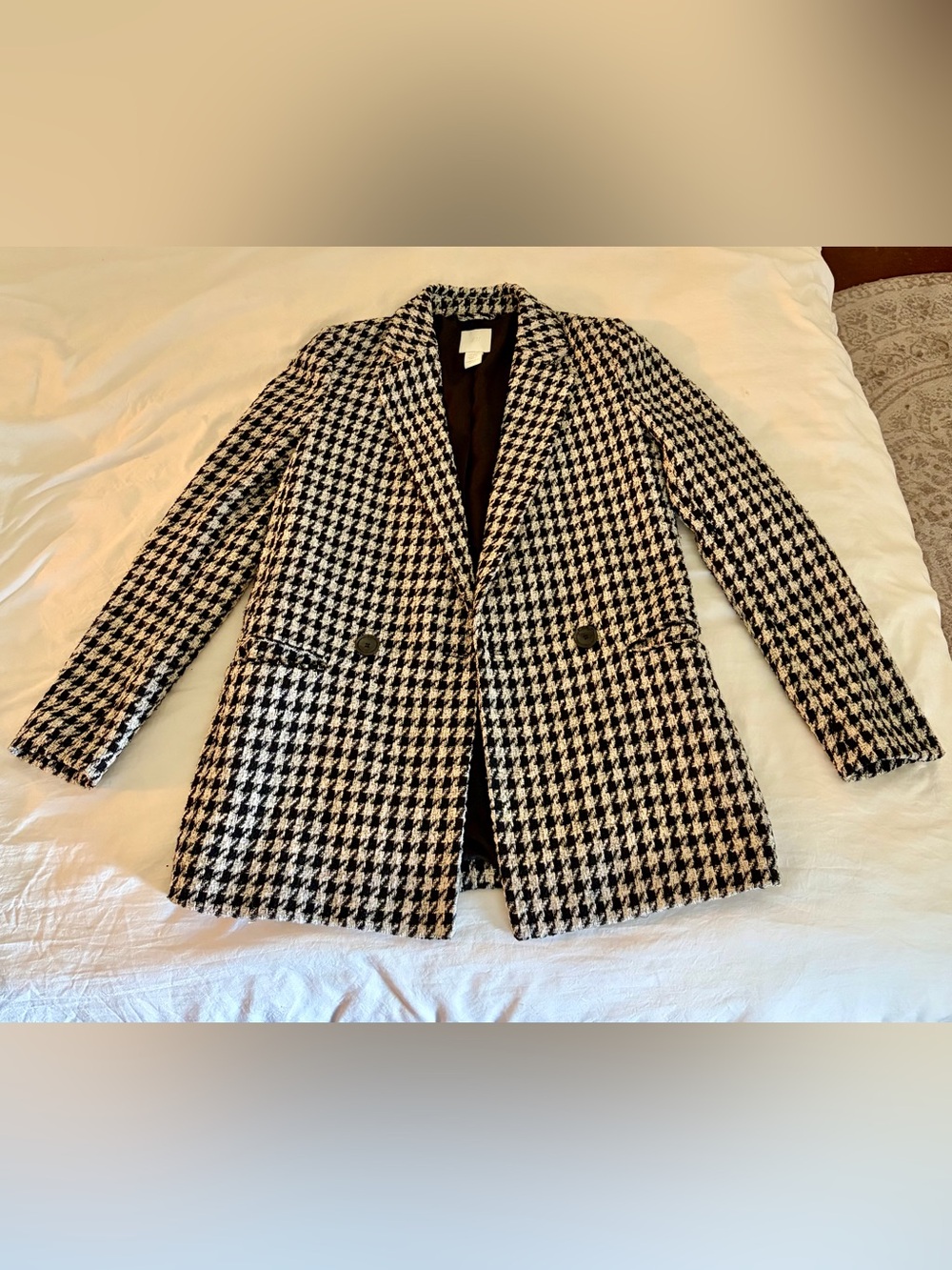 H&M Black & White Houndstooth Blazer
